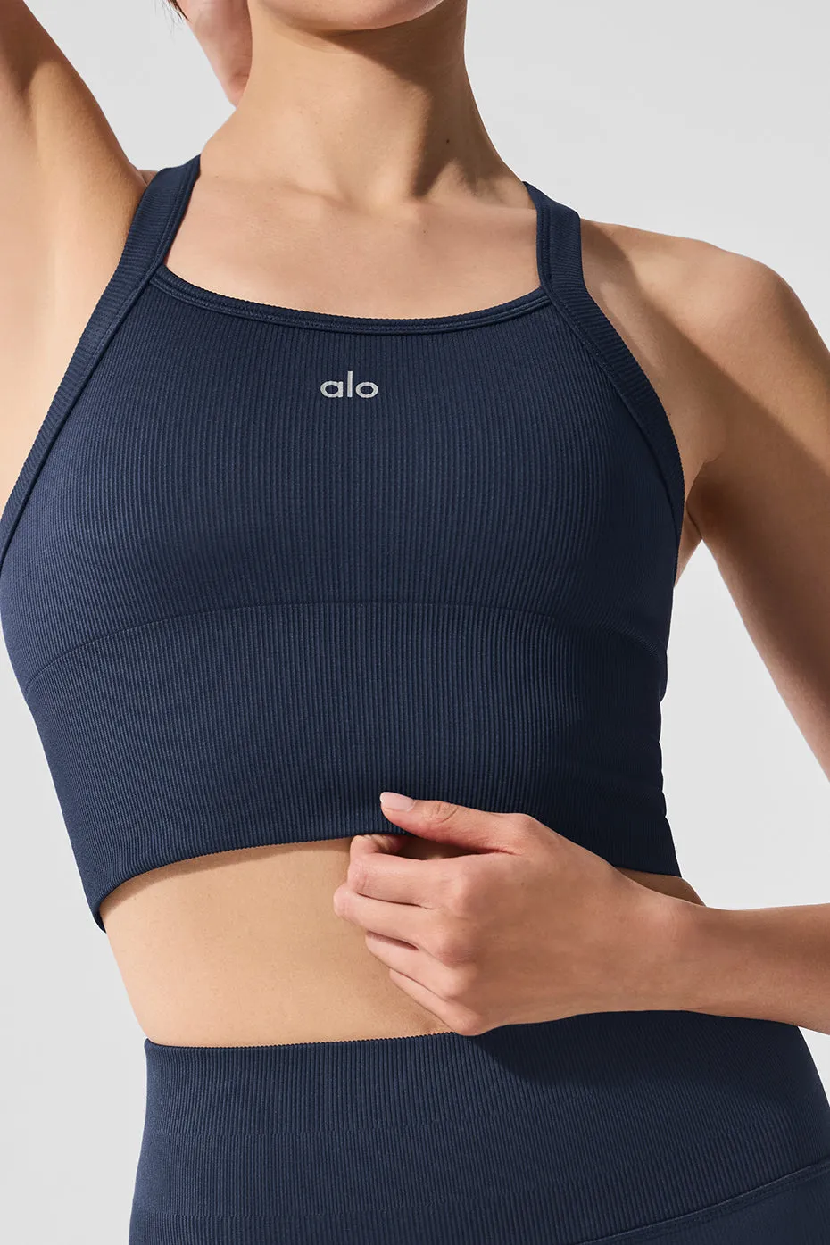 Seamless Ribbed Favorite Bra Tank - Navy sold by Alo Yoga product image thumbnail 2