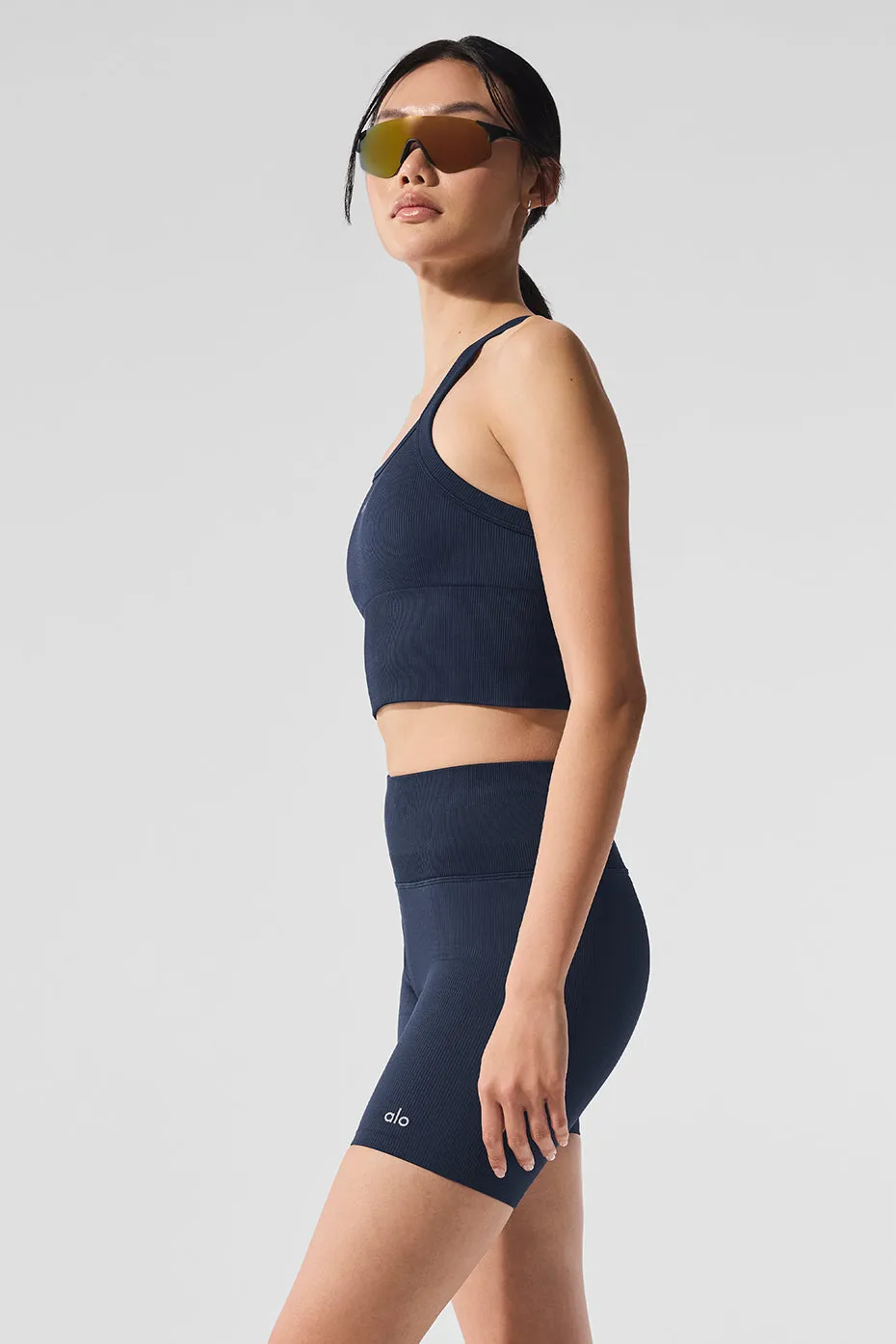 Seamless Ribbed Favorite Bra Tank - Navy sold by Alo Yoga product image thumbnail 4