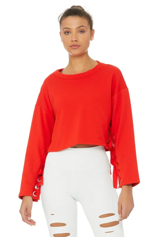 Suspension Pullover - Cherry Pop sold by Alo Yoga