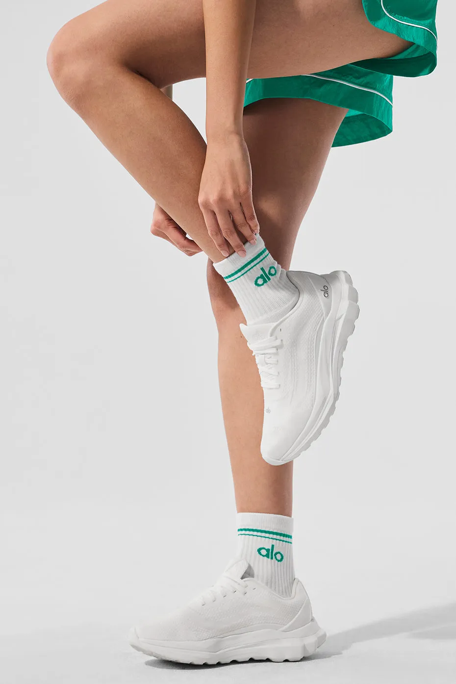 Unisex Half-Crew Throwback Sock - White/Spruce Green sold by Alo Yoga product image thumbnail 3