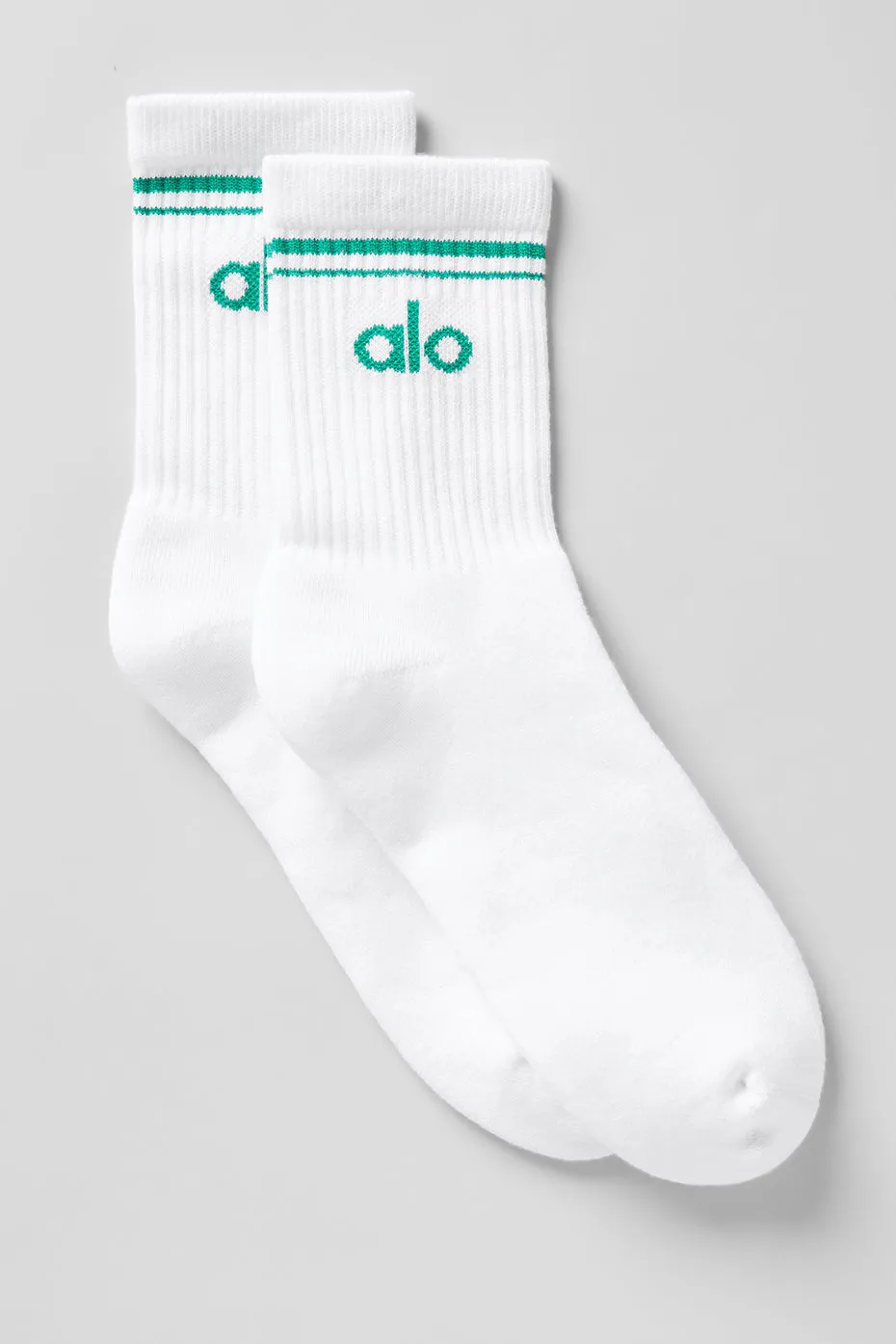 Unisex Half-Crew Throwback Sock - White/Spruce Green sold by Alo Yoga