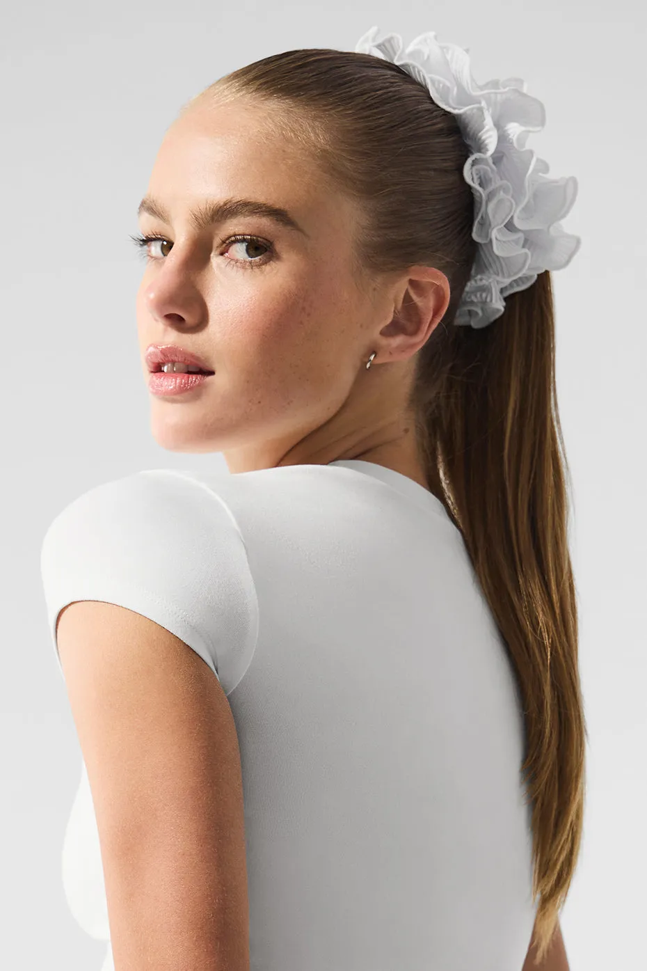 Micro Plisse Oversize Scrunchie - White sold by Alo Yoga product image thumbnail 2