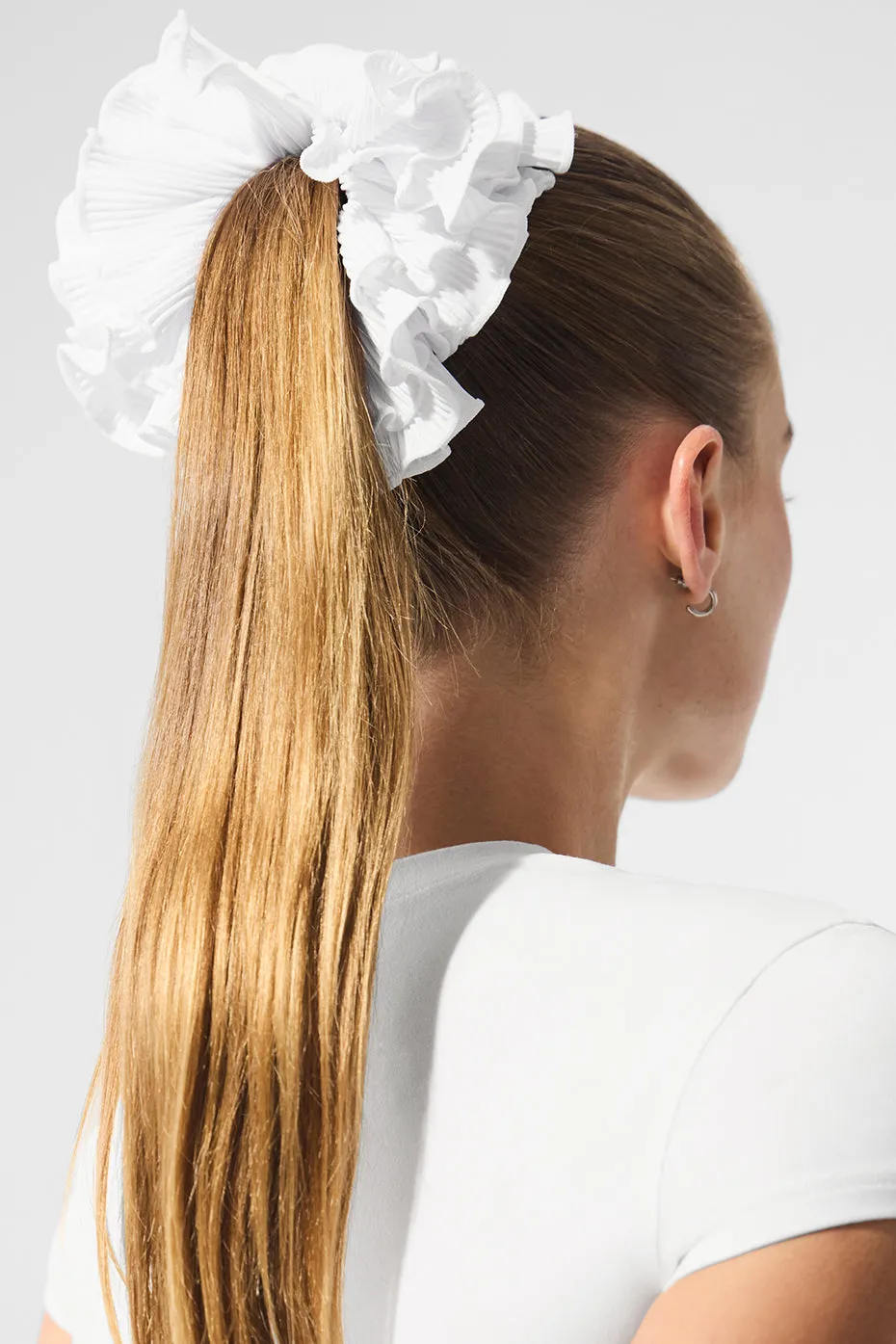 Micro Plisse Oversize Scrunchie - White sold by Alo Yoga product image thumbnail 3