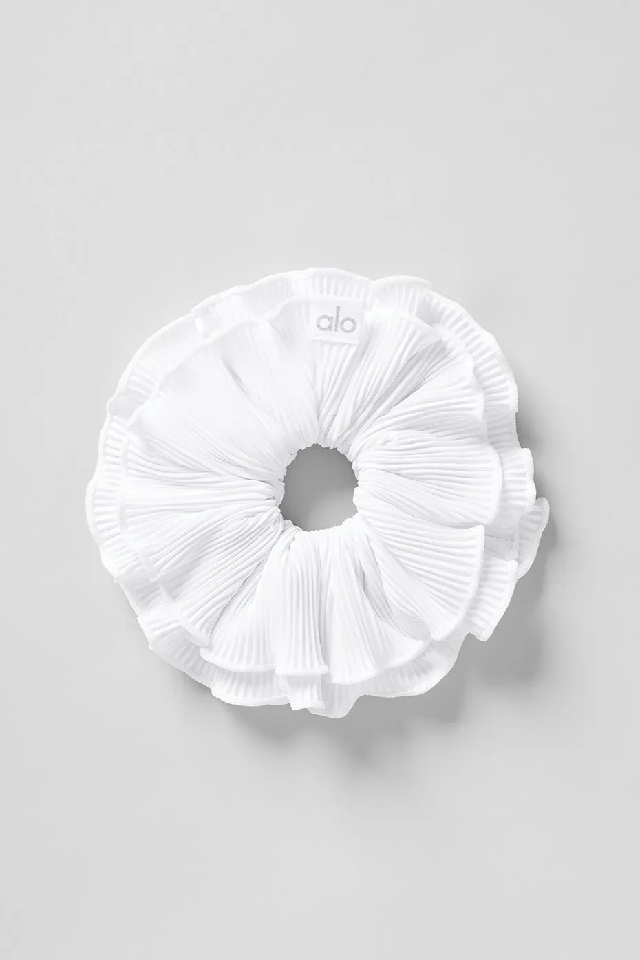 Micro Plisse Oversize Scrunchie - White sold by Alo Yoga