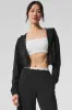 Cropped Breezy Full-Zip Hoodie - Black sold by Alo Yoga