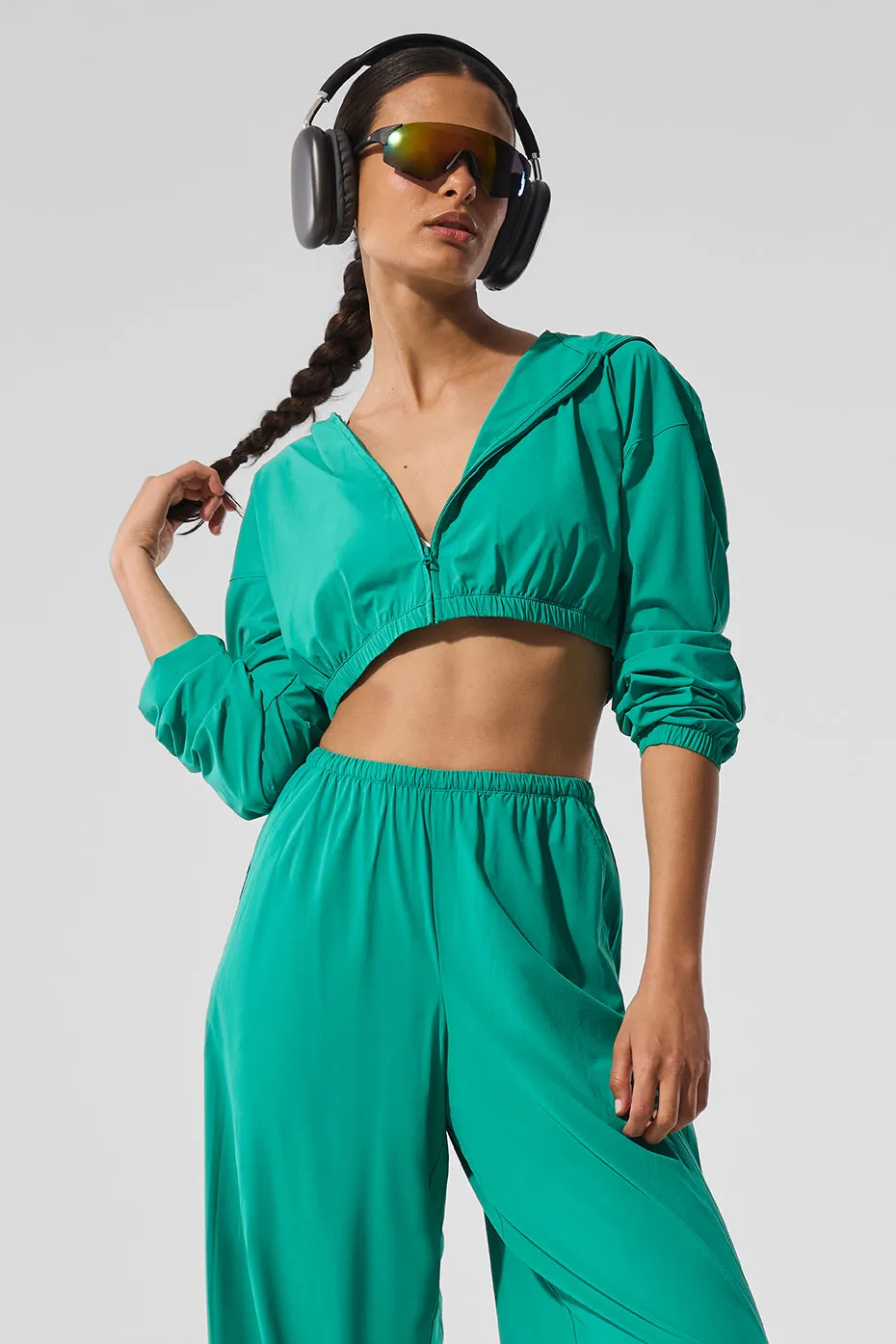 Cropped Breezy Full-Zip Hoodie - Spruce Green sold by Alo Yoga product image thumbnail 3