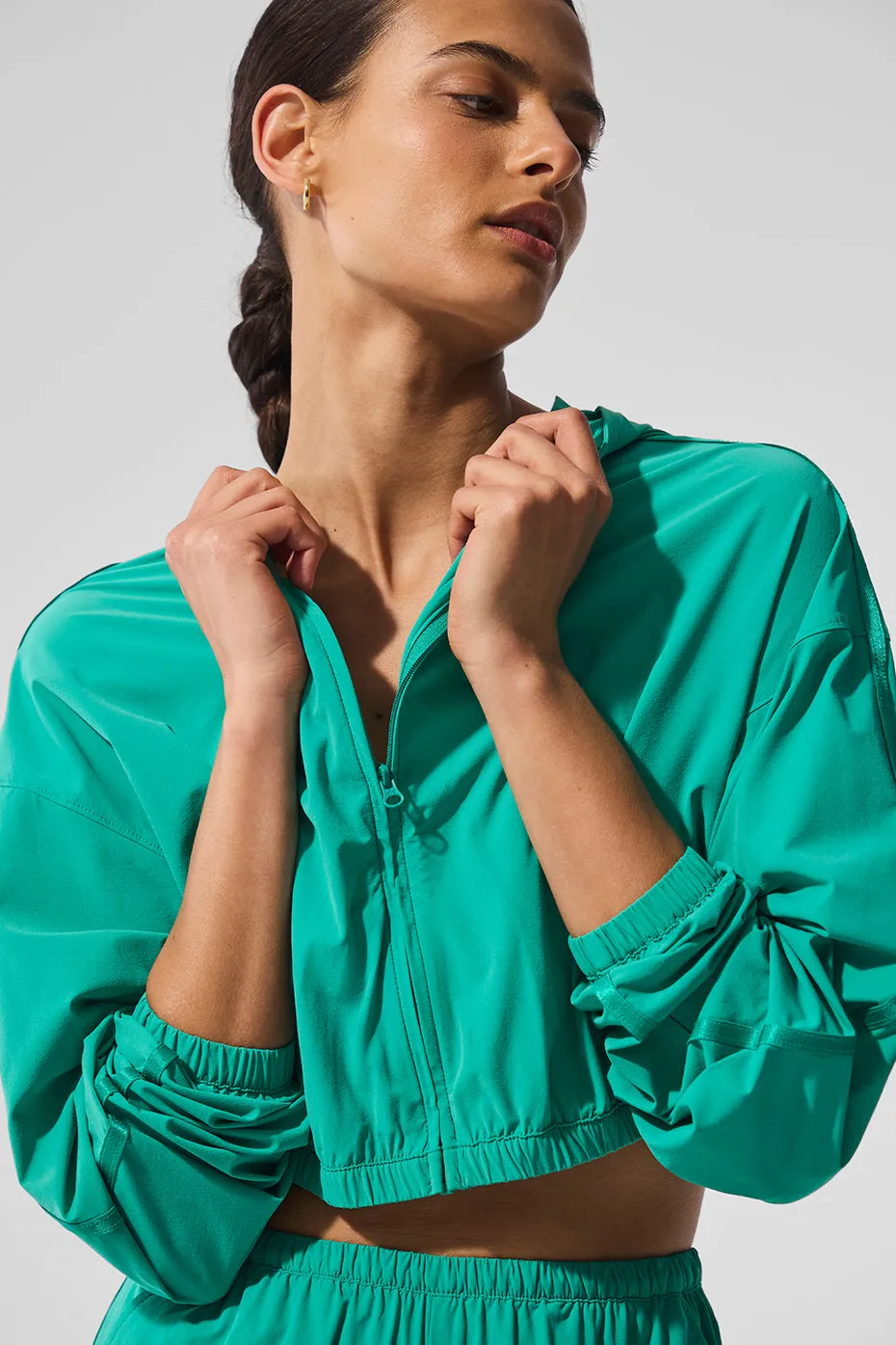 Cropped Breezy Full-Zip Hoodie - Spruce Green sold by Alo Yoga product image thumbnail 5