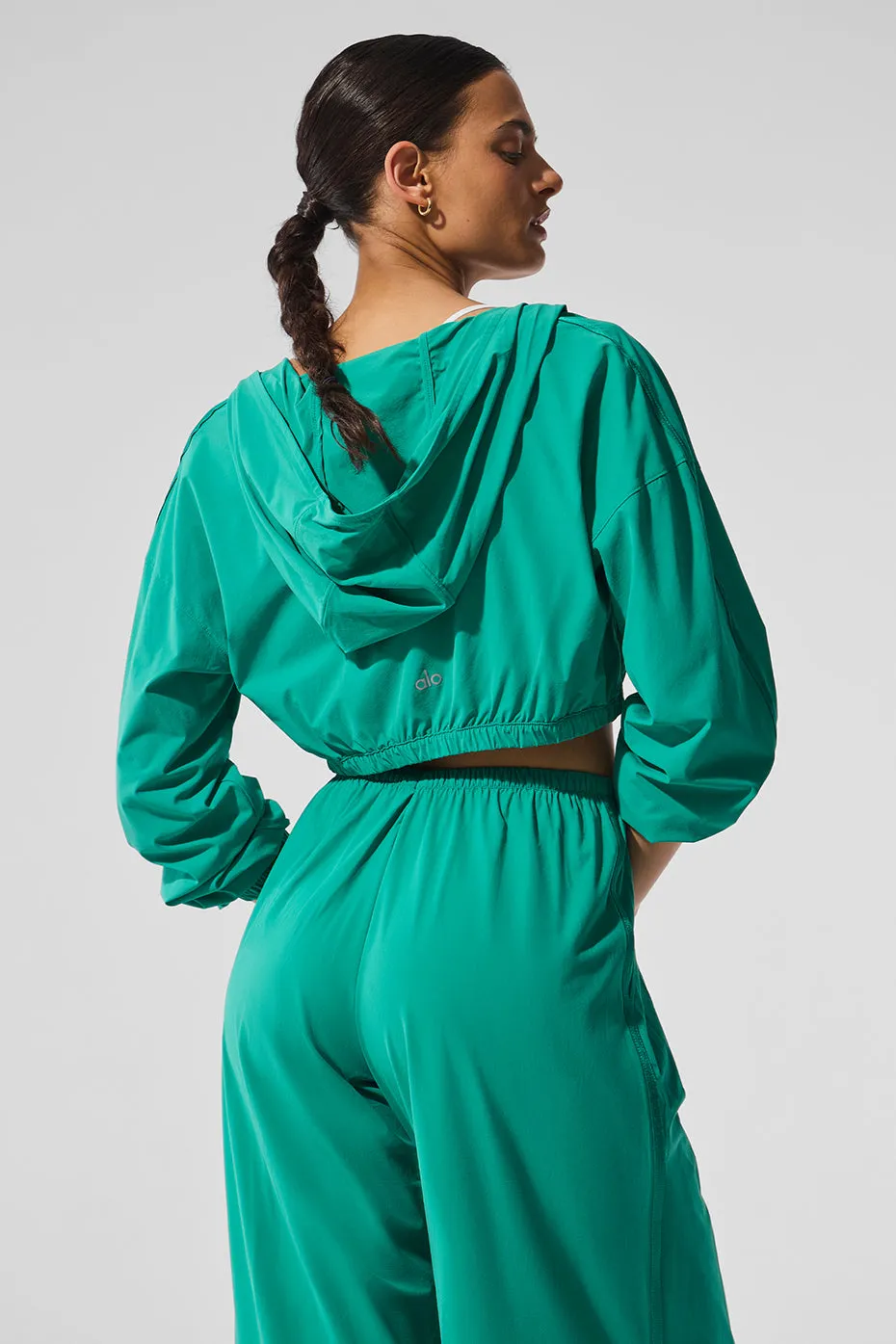 Cropped Breezy Full-Zip Hoodie - Spruce Green sold by Alo Yoga product image thumbnail 4