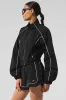 Motivate Full-Zip Track Jacket - Black/White sold by Alo Yoga