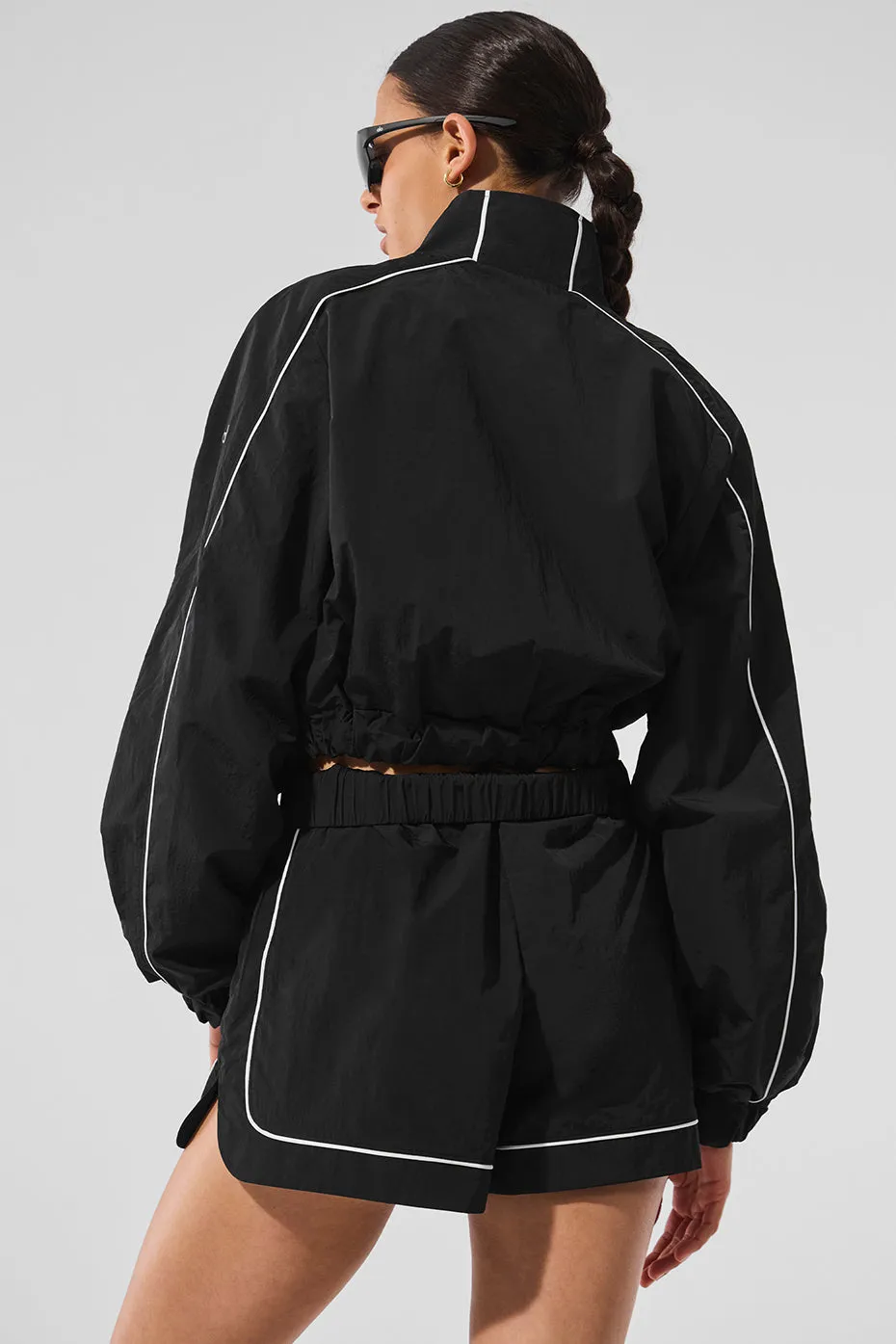 Motivate Full-Zip Track Jacket - Black/White sold by Alo Yoga product image thumbnail 4