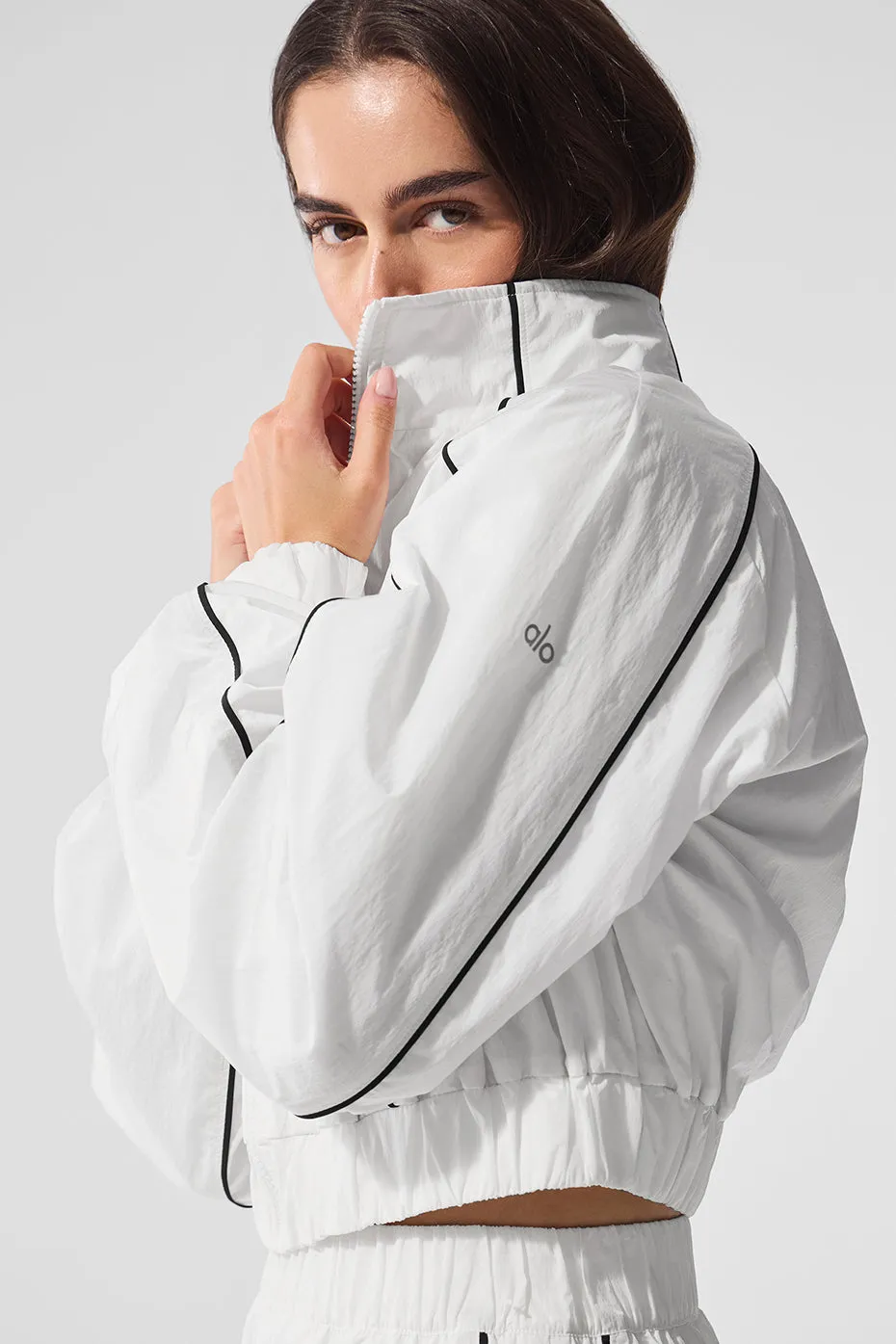 Motivate Full-Zip Track Jacket - White/Black sold by Alo Yoga product image thumbnail 4