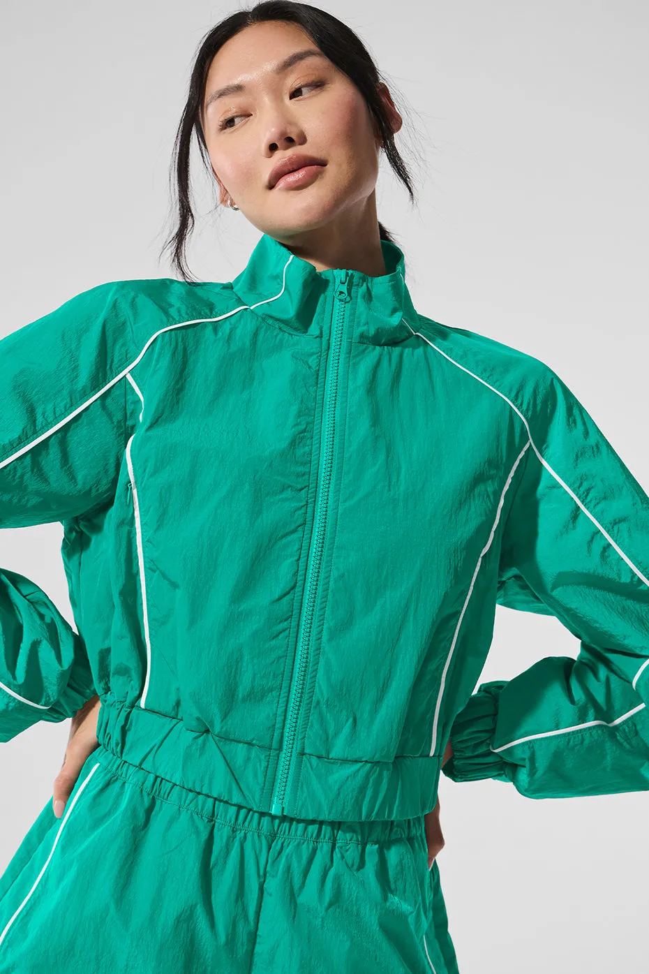 Motivate Full-Zip Track Jacket - Spruce Green/White sold by Alo Yoga product image thumbnail 4