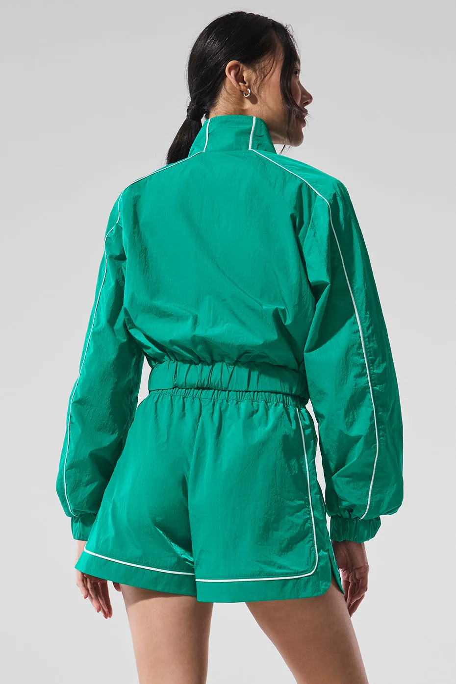 Motivate Full-Zip Track Jacket - Spruce Green/White sold by Alo Yoga product image thumbnail 3