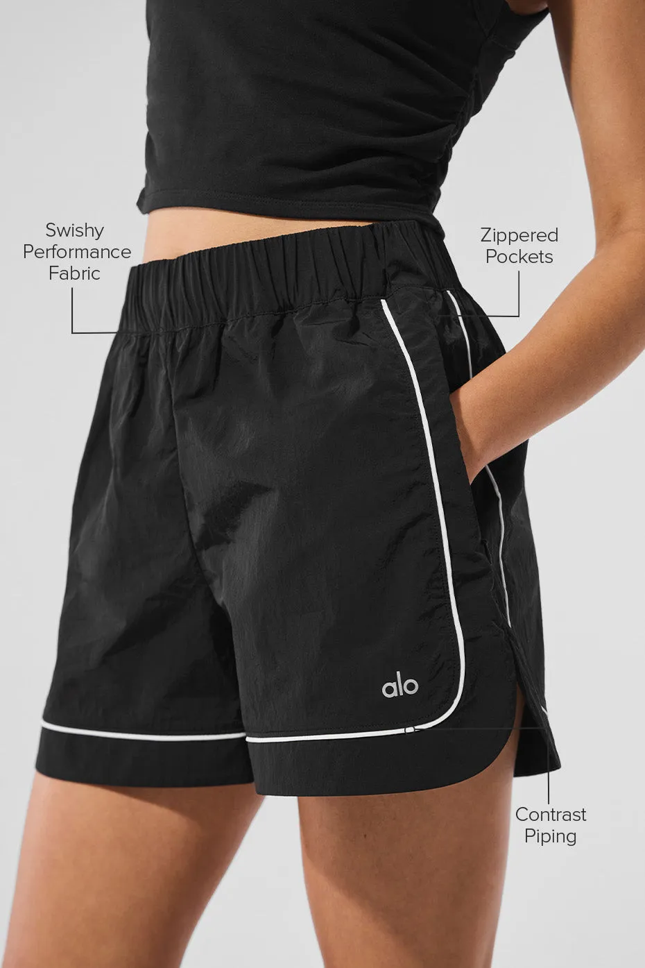 Motivate Track Short - Black/White sold by Alo Yoga product image thumbnail 2