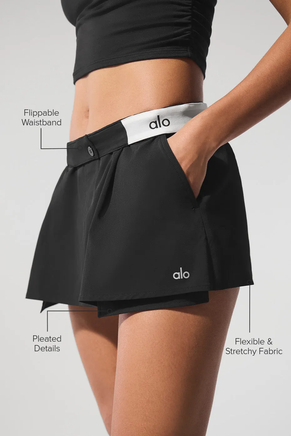 Flip It Mini Skort - Black sold by Alo Yoga product image thumbnail 2