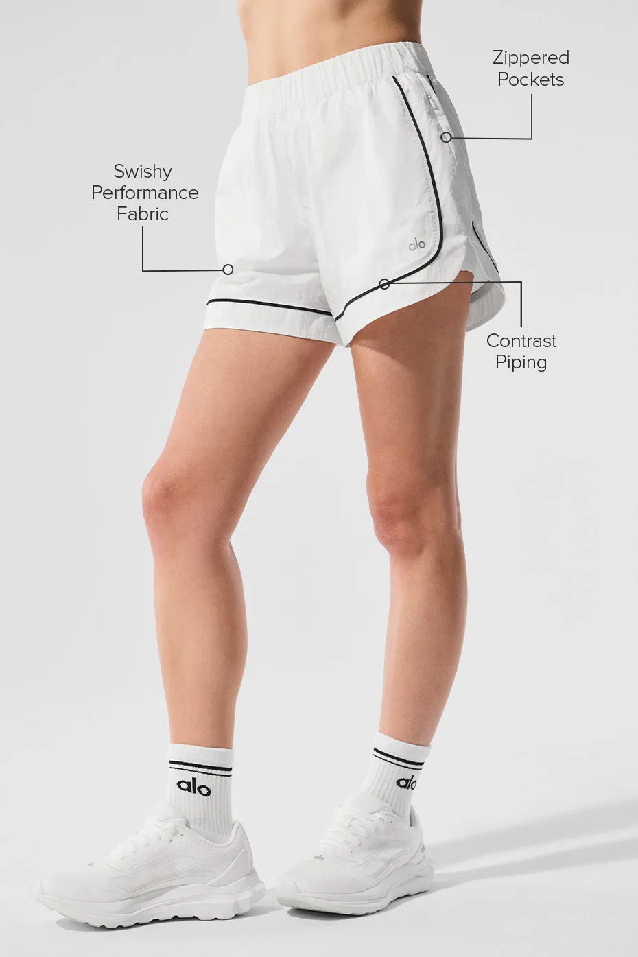 Motivate Track Short - White/Black sold by Alo Yoga product image thumbnail 2