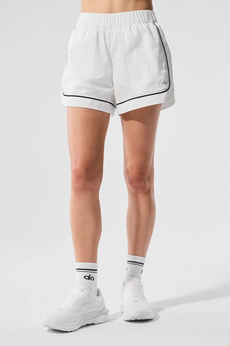 Motivate Track Short - White/Black sold by Alo Yoga