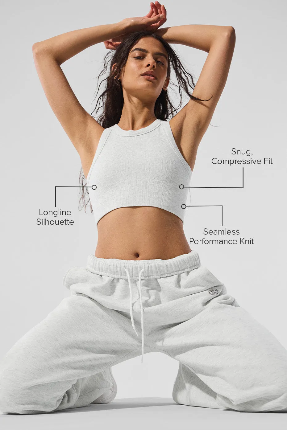 Seamless Delight High Neck Bra - White Heather sold by Alo Yoga product image thumbnail 2