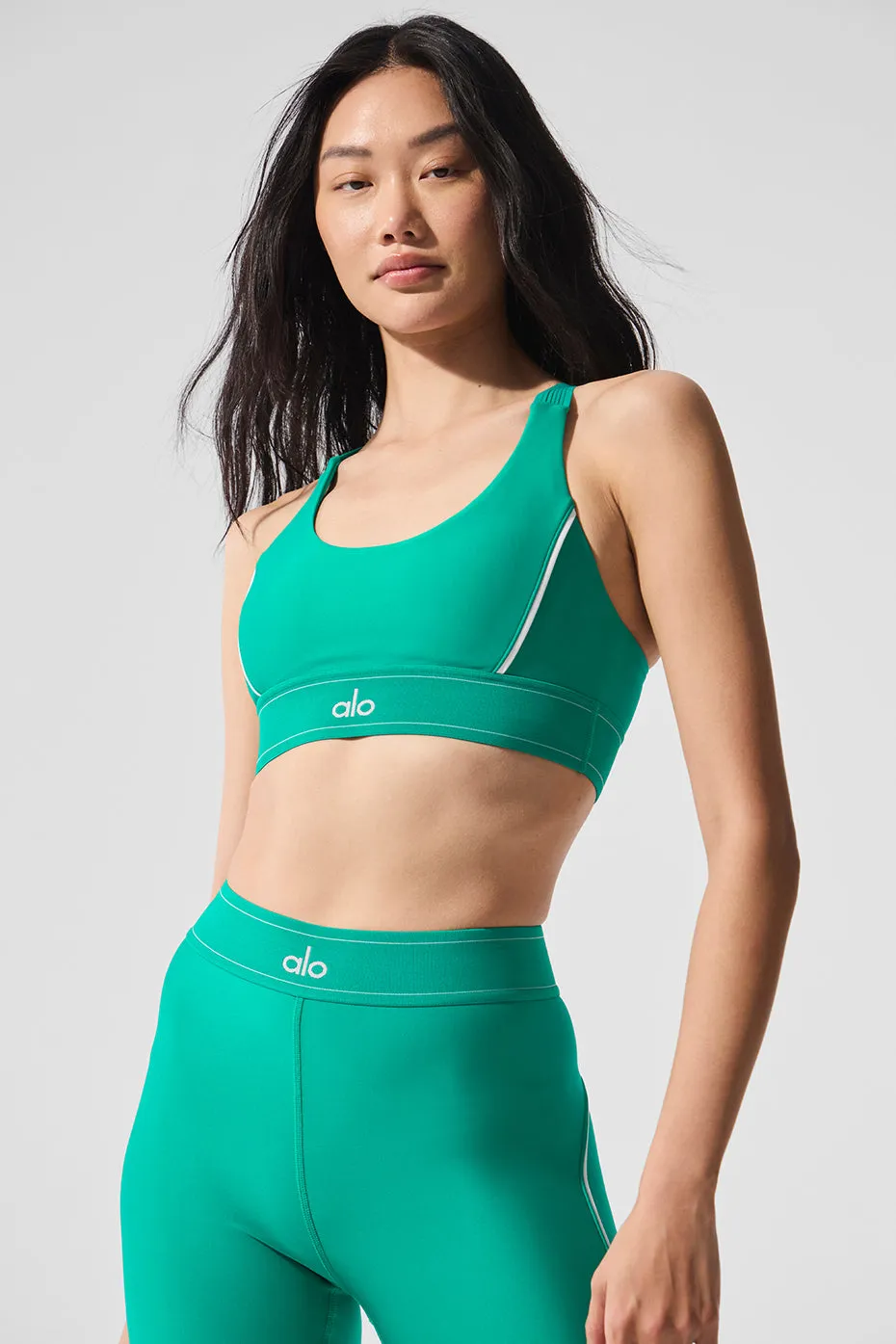 Airlift Suit Up Bra - Spruce Green/White sold by Alo Yoga product image thumbnail 3