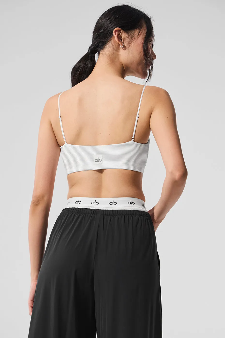 ALO | Micro Plisse Game On Bra in White, Size: XS sold by Alo Yoga product image thumbnail 4