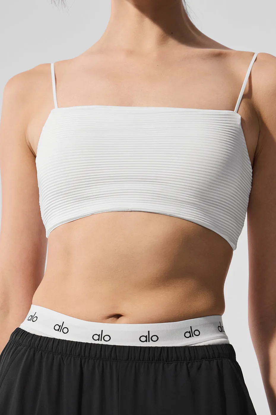 ALO | Micro Plisse Game On Bra in White, Size: XS sold by Alo Yoga product image thumbnail 3