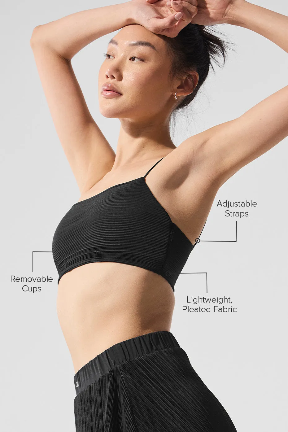 Micro Plisse Game On Bra - Black sold by Alo Yoga product image thumbnail 2