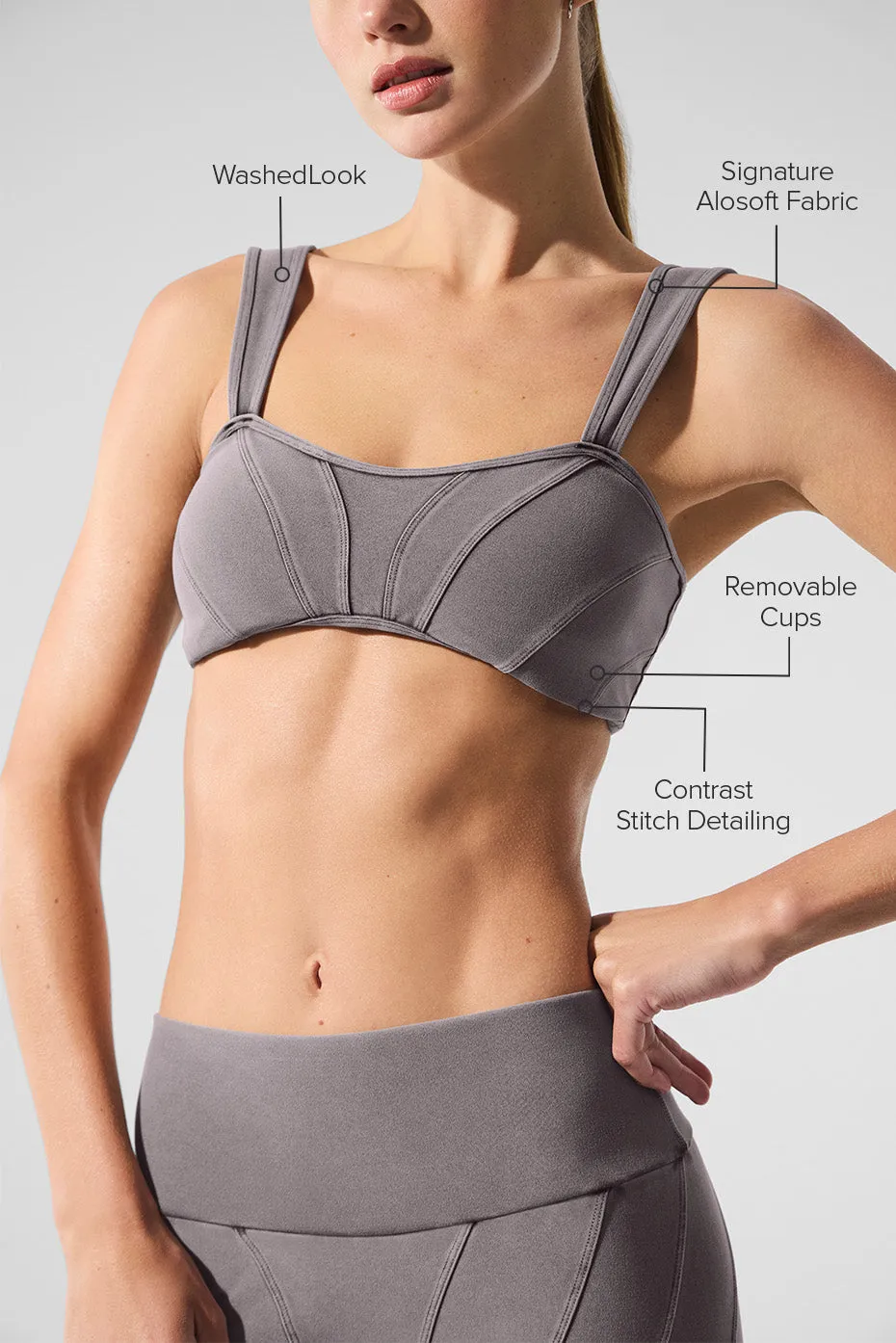 Washed Alosoft Sunray Bra - Cool Grey Wash sold by Alo Yoga product image thumbnail 2