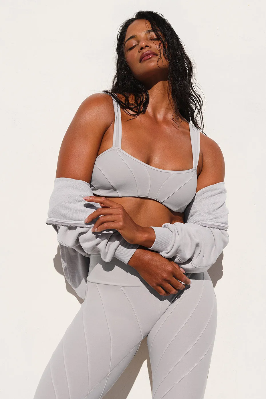 Washed Alosoft Sunray Bra - Grey Sky Wash sold by Alo Yoga