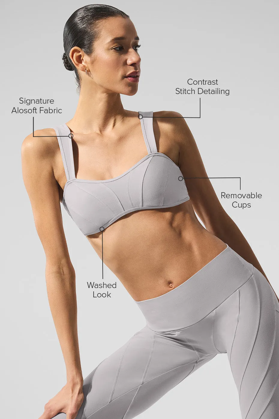 Washed Alosoft Sunray Bra - Grey Sky Wash sold by Alo Yoga product image thumbnail 2