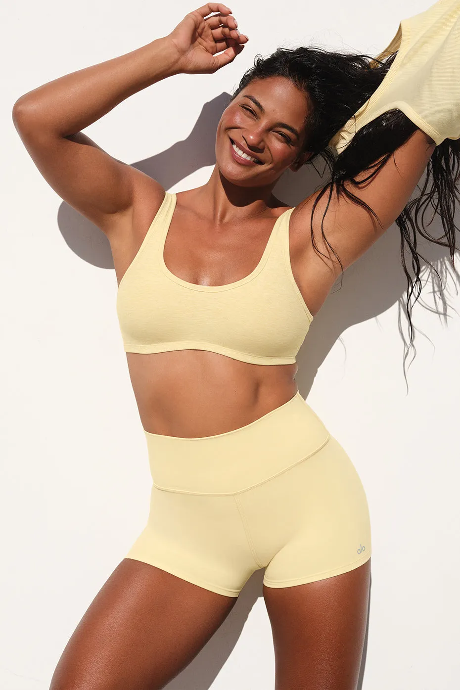 Alosoft Center Stage Bra - Warm Butter Heather sold by Alo Yoga