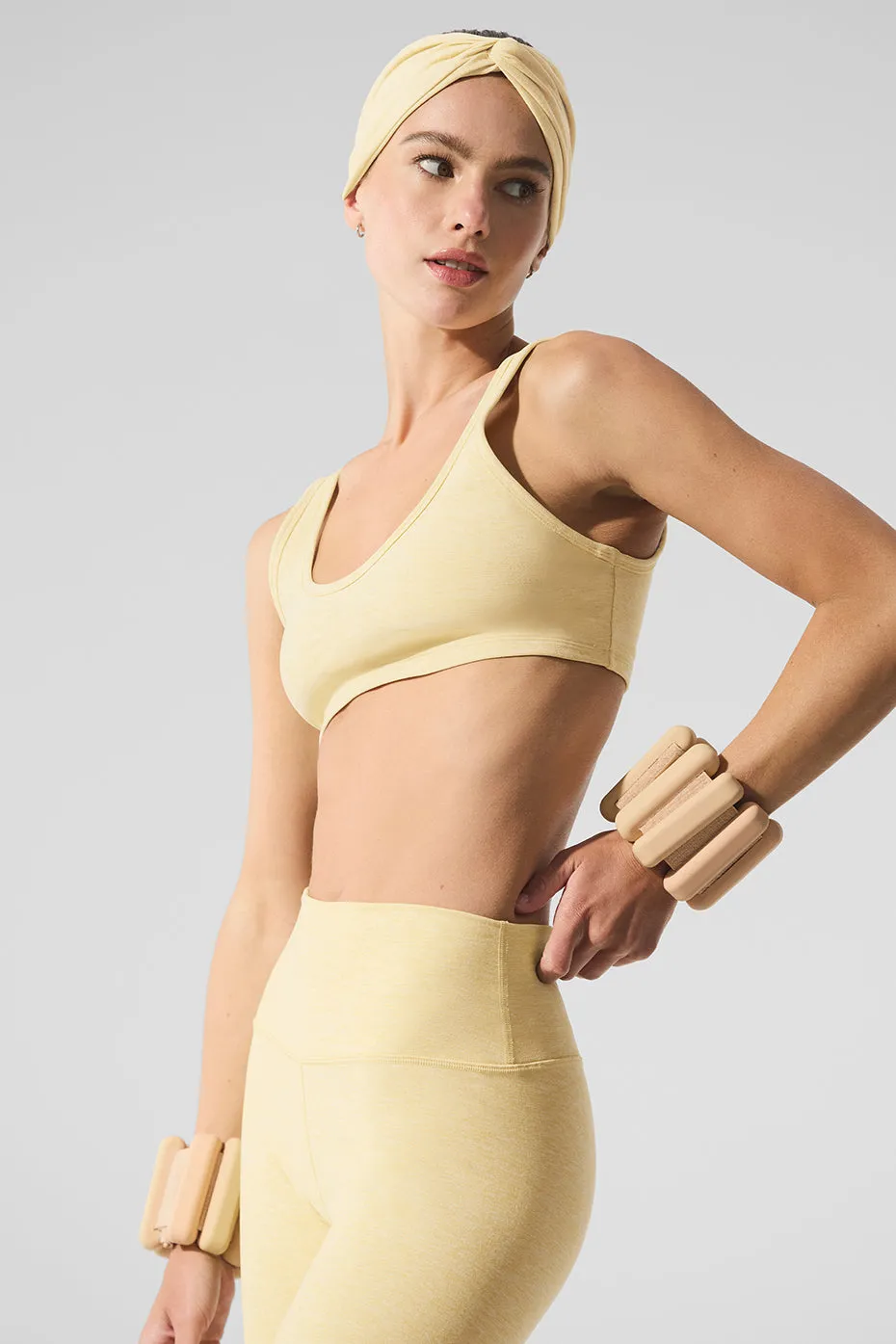 Alosoft Center Stage Bra - Warm Butter Heather sold by Alo Yoga product image thumbnail 3