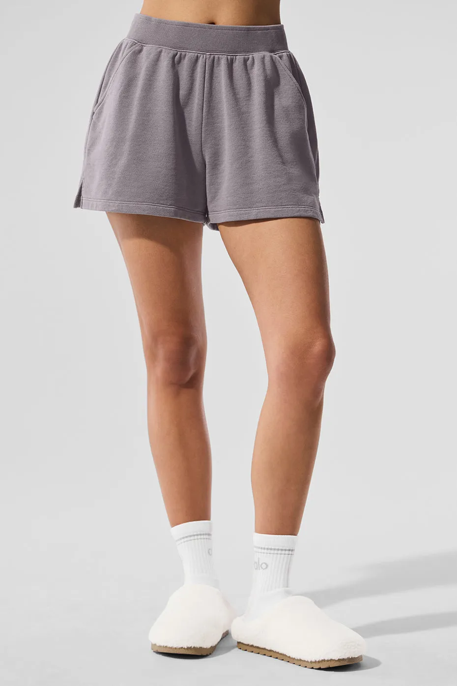 Washed Low Key Sweat Short - Cool Grey Wash sold by Alo Yoga
