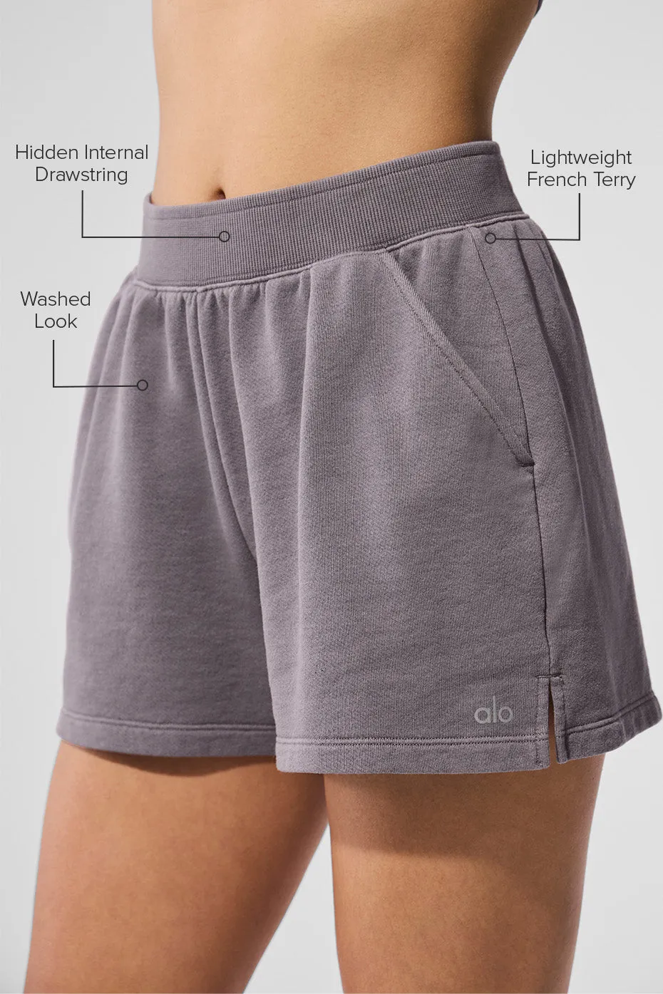Washed Low Key Sweat Short - Cool Grey Wash sold by Alo Yoga product image thumbnail 2
