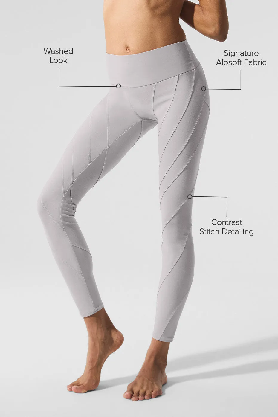 Washed Alosoft High-Waist Sunray Legging - Grey Sky Wash sold by Alo Yoga product image thumbnail 2