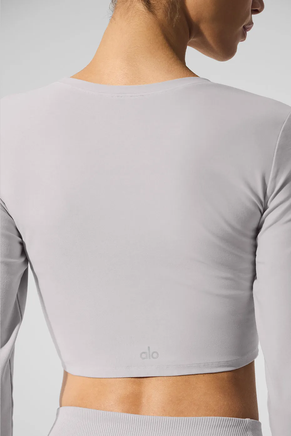 Washed Alosoft Crop Finesse Long Sleeve - Grey Sky Wash sold by Alo Yoga product image thumbnail 5