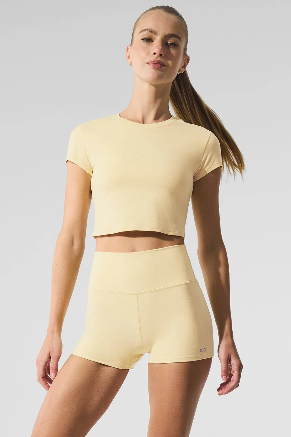 Alosoft Crop Finesse Short Sleeve - Warm Butter sold by Alo Yoga product image thumbnail 5
