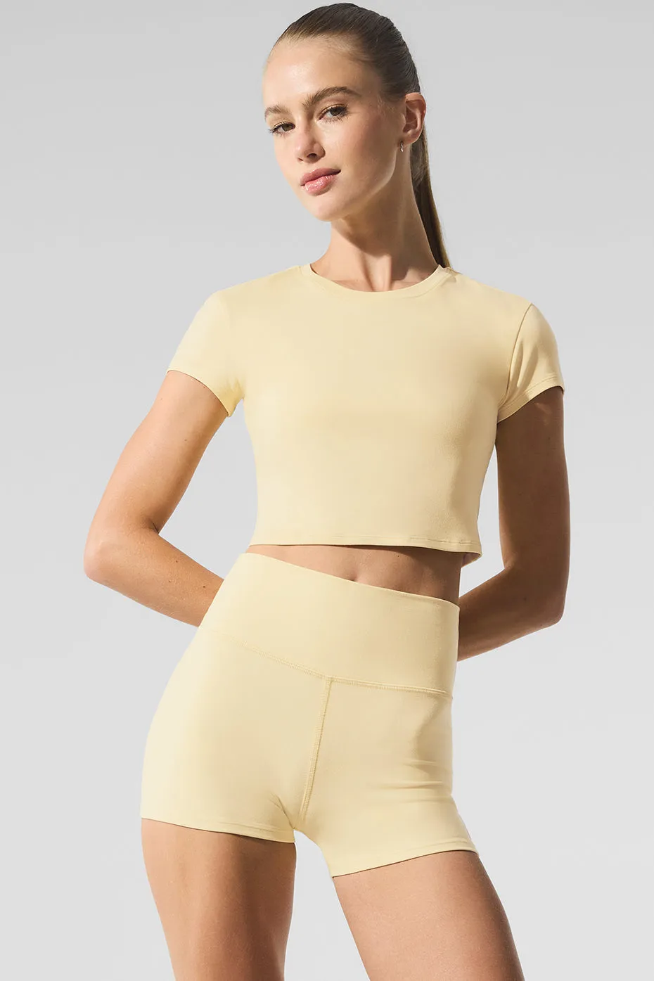Alosoft Crop Finesse Short Sleeve - Warm Butter sold by Alo Yoga product image thumbnail 2