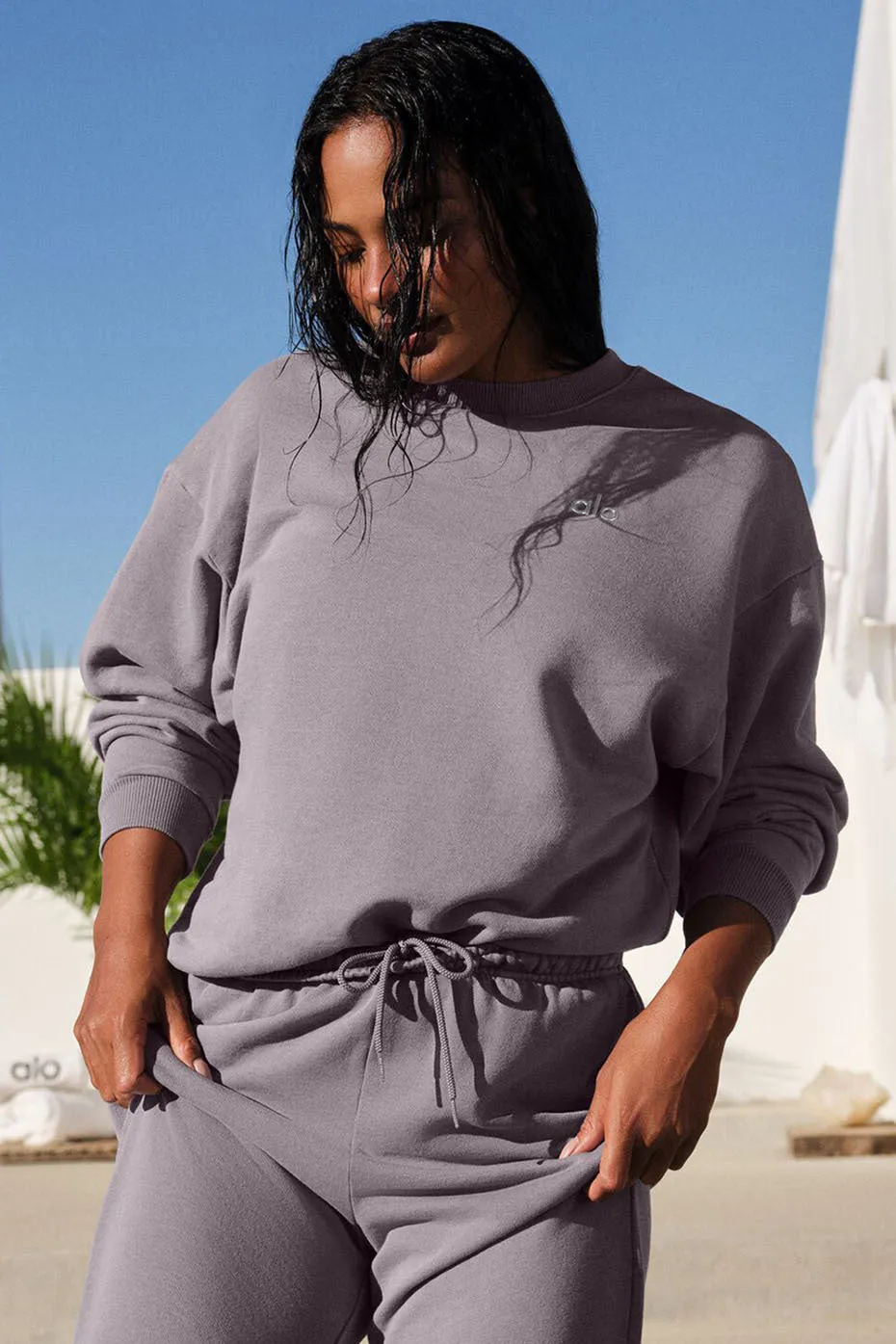 Washed Accolade Crew Neck Pullover - Cool Grey Wash sold by Alo Yoga