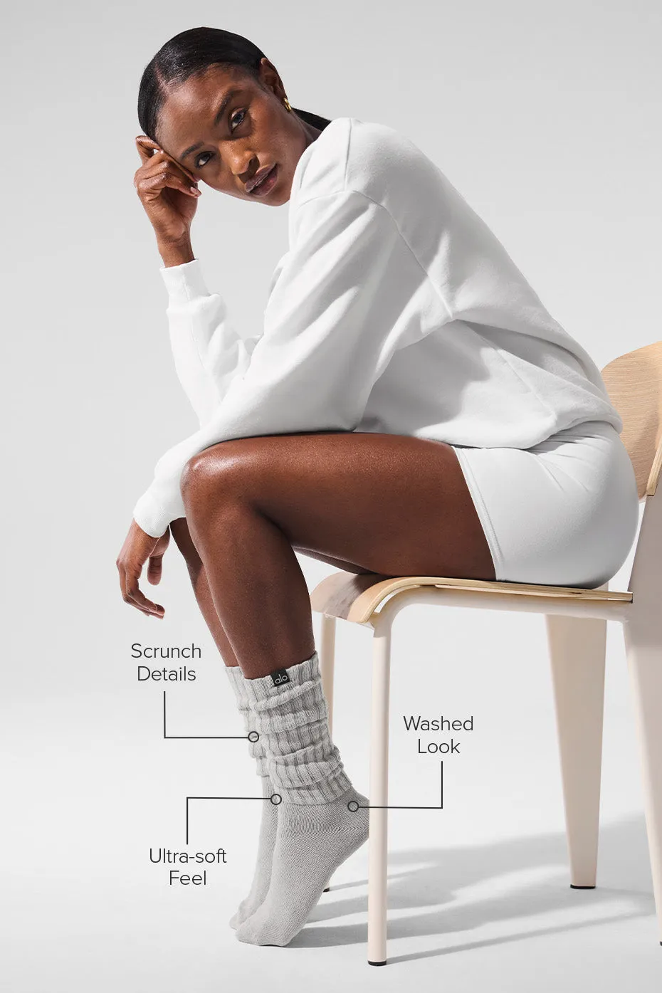 Unisex Washed Scrunch Sock - Hazy Grey Wash sold by Alo Yoga product image thumbnail 2