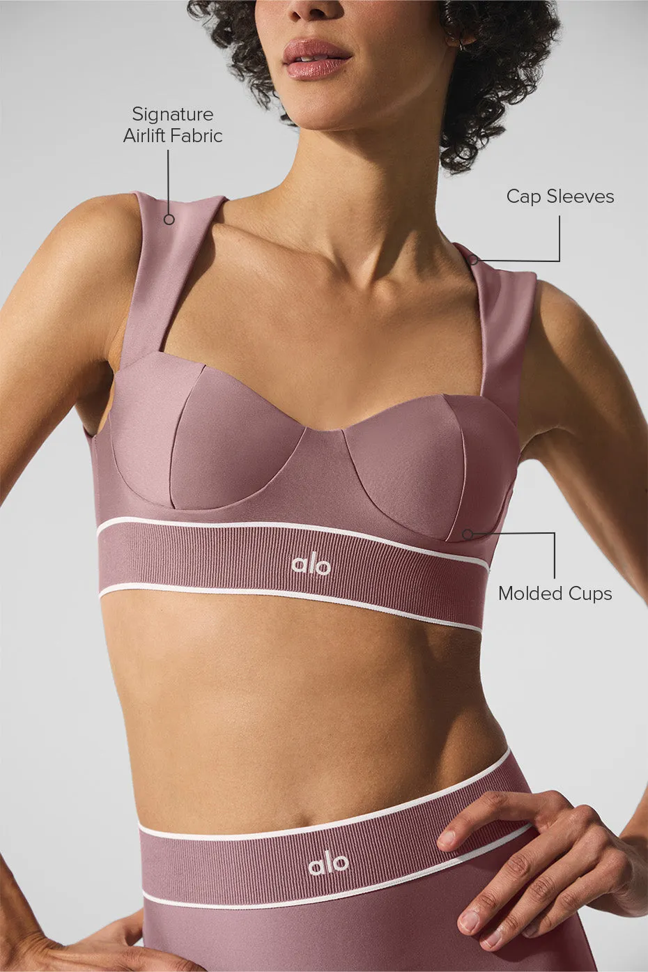 Airlift Alignment Bra - Smoky Quartz/White sold by Alo Yoga product image thumbnail 2