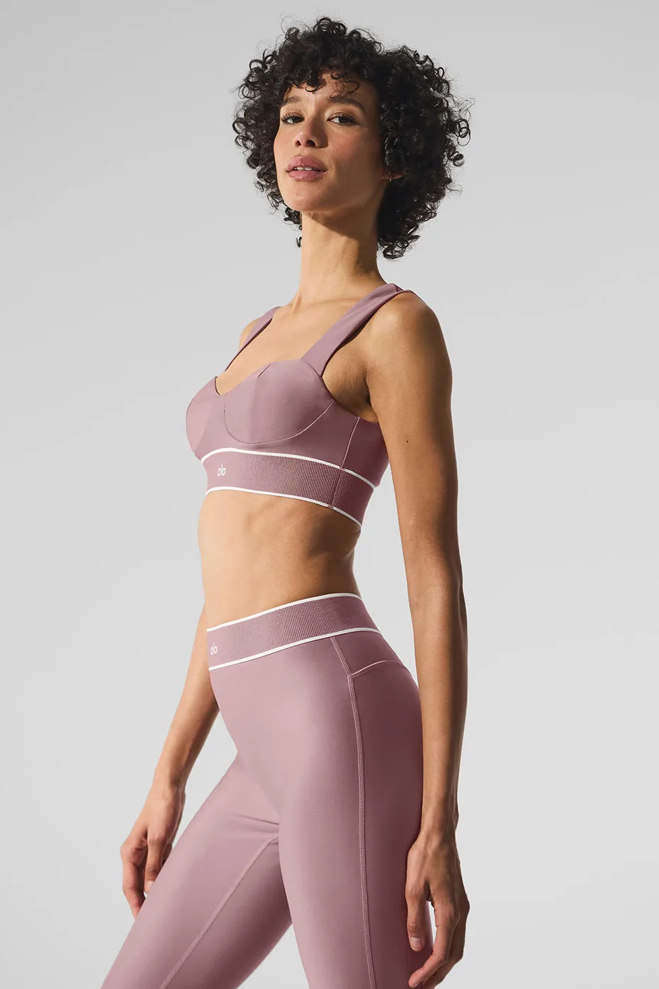 Airlift Alignment Bra - Smoky Quartz/White sold by Alo Yoga product image thumbnail 4