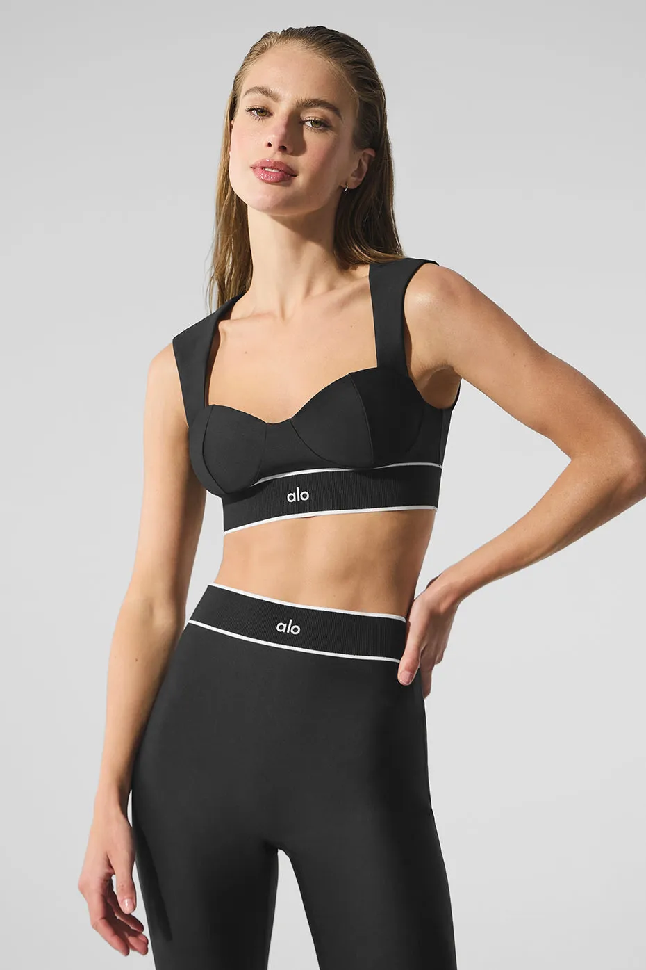 Airlift Alignment Bra - Black/White sold by Alo Yoga product image thumbnail 4