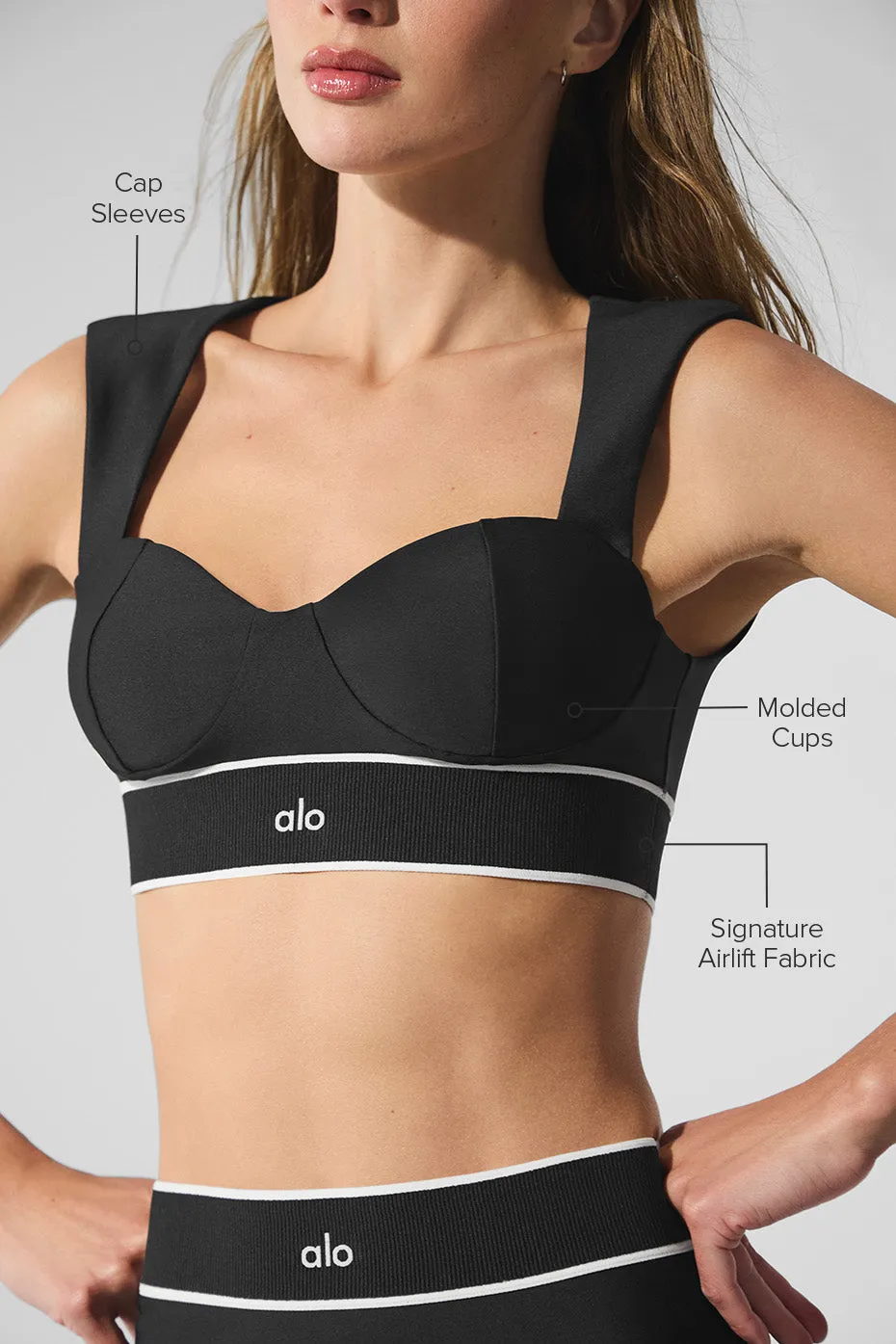 Airlift Alignment Bra - Black/White sold by Alo Yoga product image thumbnail 2