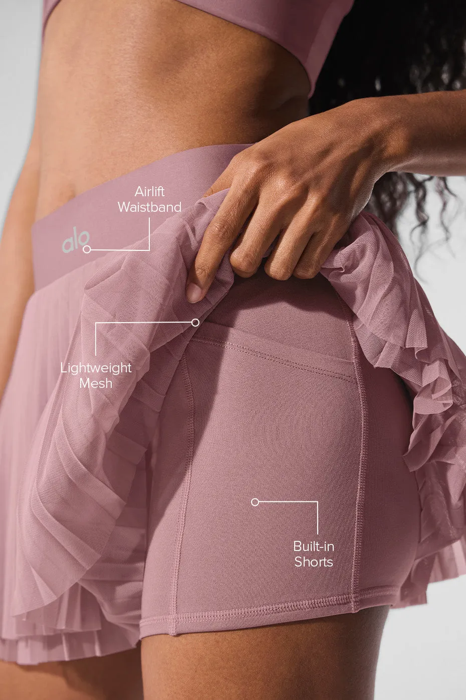 Mesh Baseline Tennis Skirt - Smoky Quartz sold by Alo Yoga product image thumbnail 2