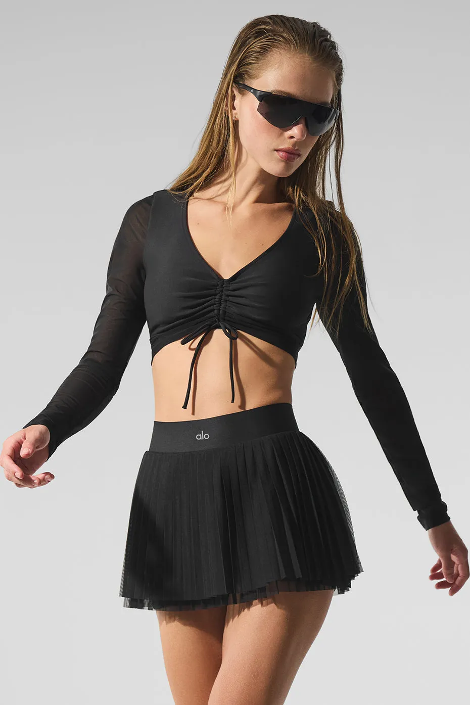 Mesh Baseline Tennis Skirt - Black sold by Alo Yoga product image thumbnail 5