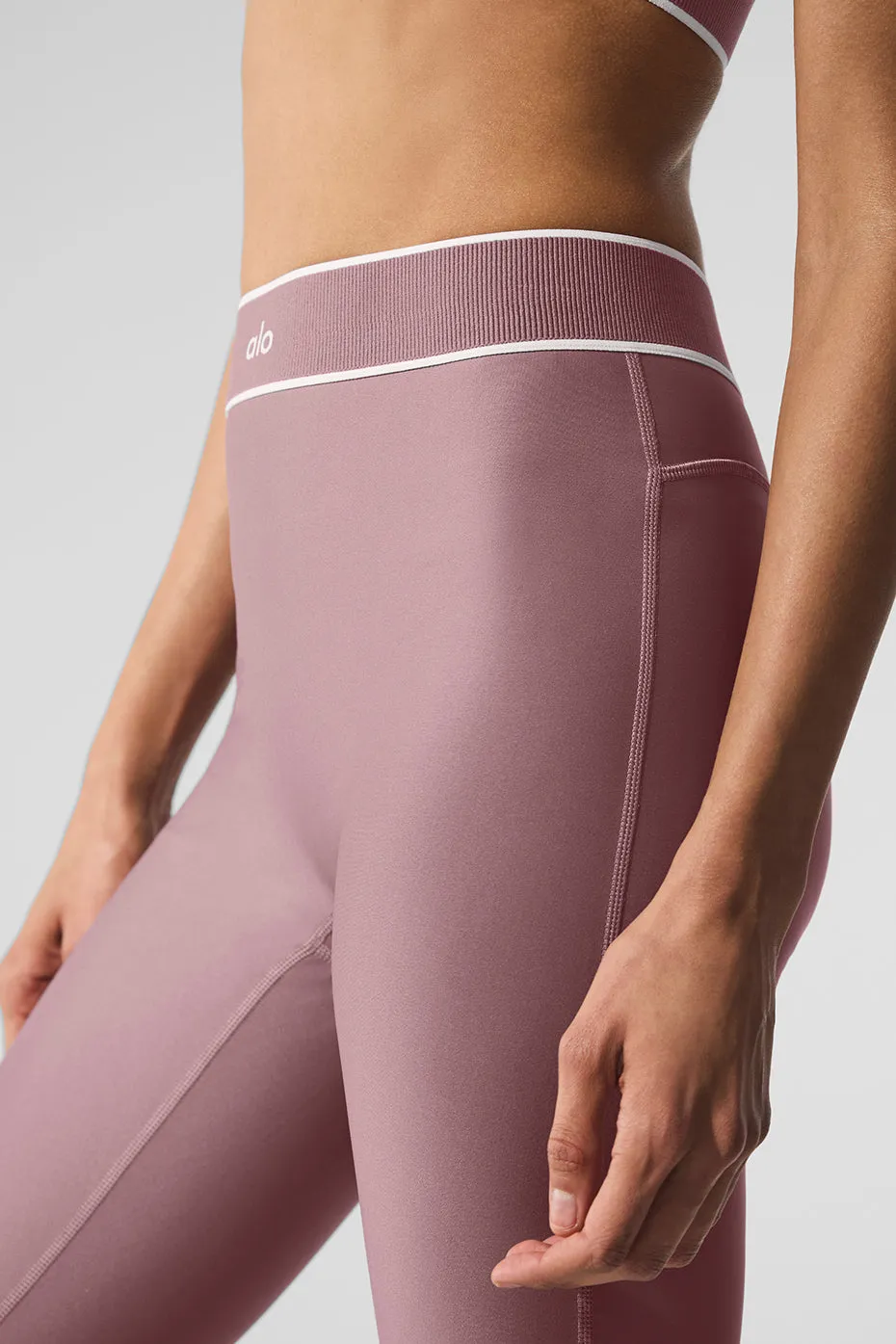 Airlift High-Waist Alignment Legging - Smoky Quartz/White sold by Alo Yoga product image thumbnail 4