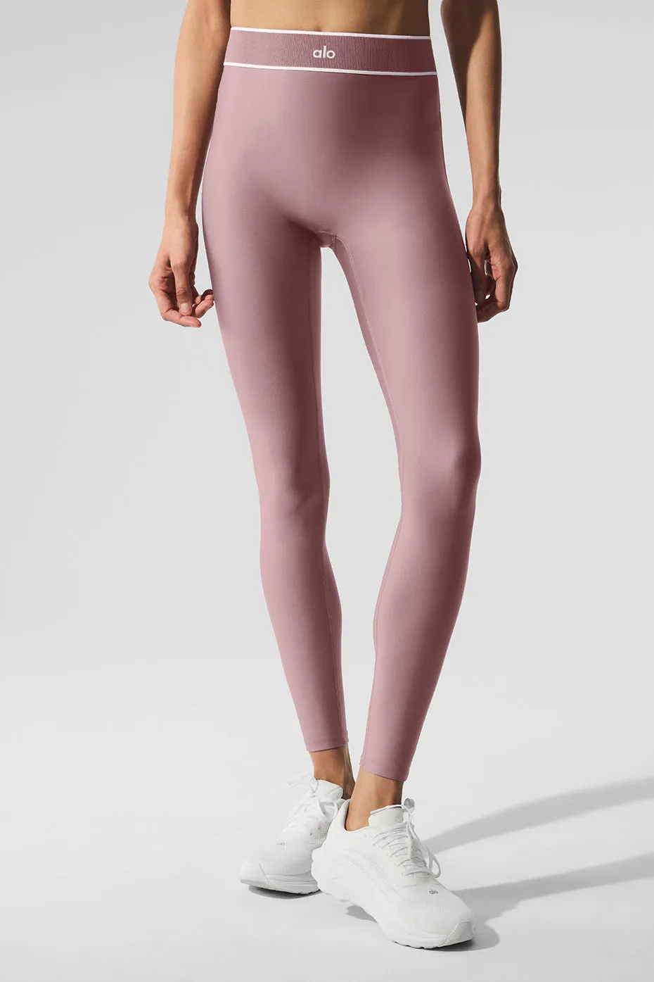 Airlift High-Waist Alignment Legging - Smoky Quartz/White sold by Alo Yoga