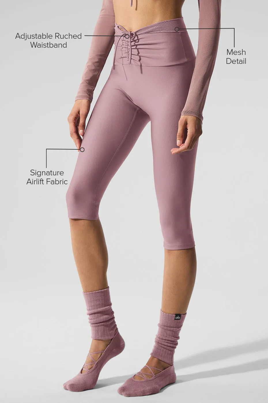 Airlift Mesh High-Waist Divine Capri - Smoky Quartz sold by Alo Yoga product image thumbnail 2