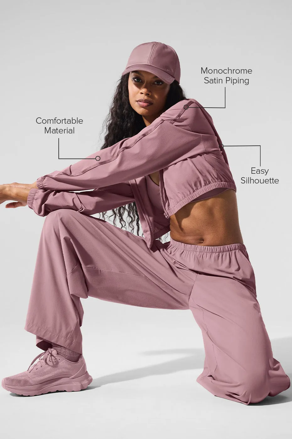 Cropped Breezy Full-Zip Hoodie - Smoky Quartz sold by Alo Yoga product image thumbnail 2