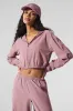 Cropped Breezy Full-Zip Hoodie - Smoky Quartz sold by Alo Yoga
